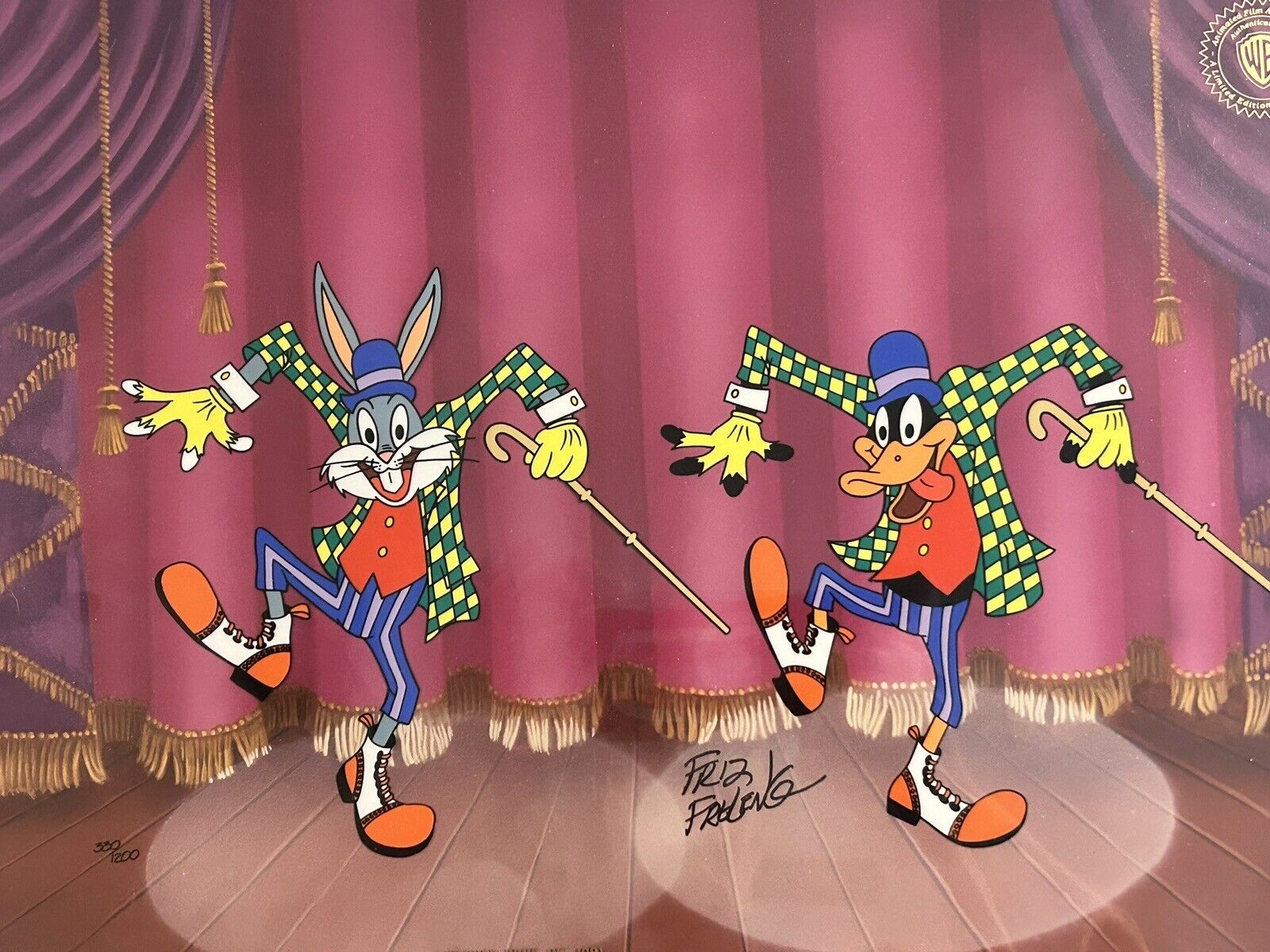 Warner Bros Cel Bugs Bunny Daffy Duck The Entertainers Signed Friz Freleng Cell