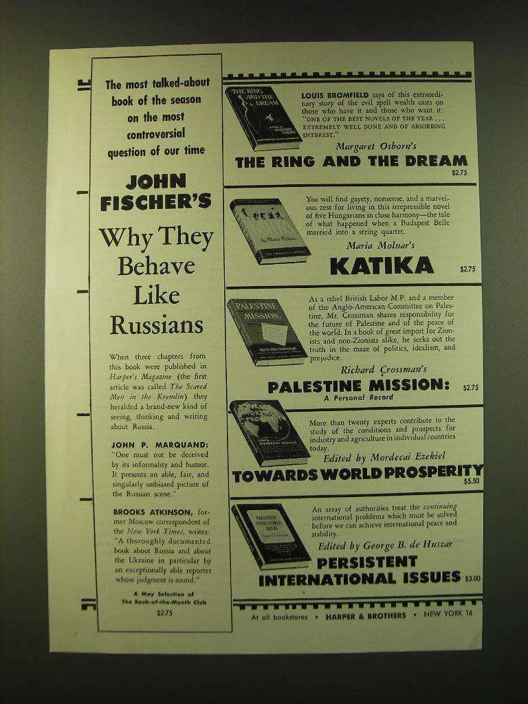 1947 Harper & Brothers Ad - John Fischer\'s Why they behave like Russians