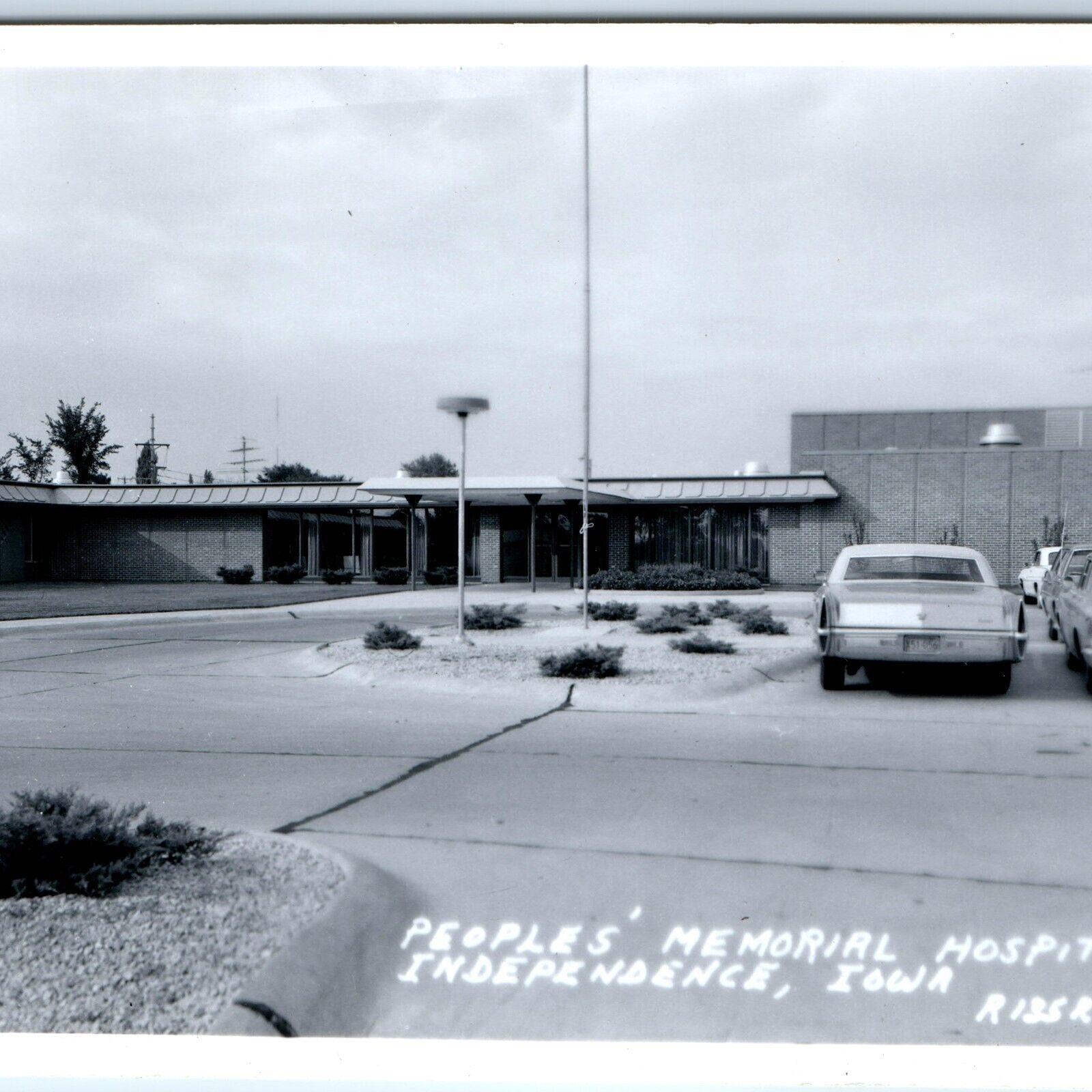 c1970s Independence, IA RPPC Peoples\' Memorial Hospital Cadillac Real Photo A107