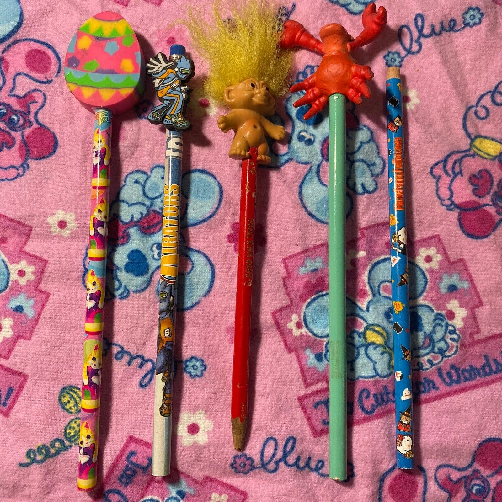 Vintage Applause Little Mermaid Lisa Frank Sanrio Hello Kitty Pencils Topper Lot