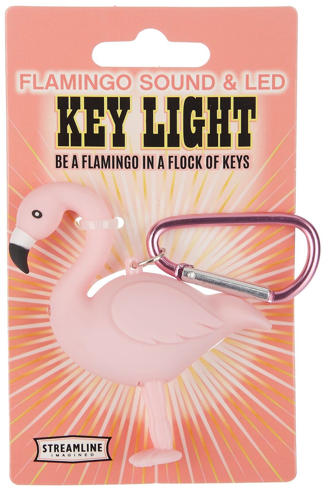Streamline Flamingo Sound & LED Light Keychain Pink