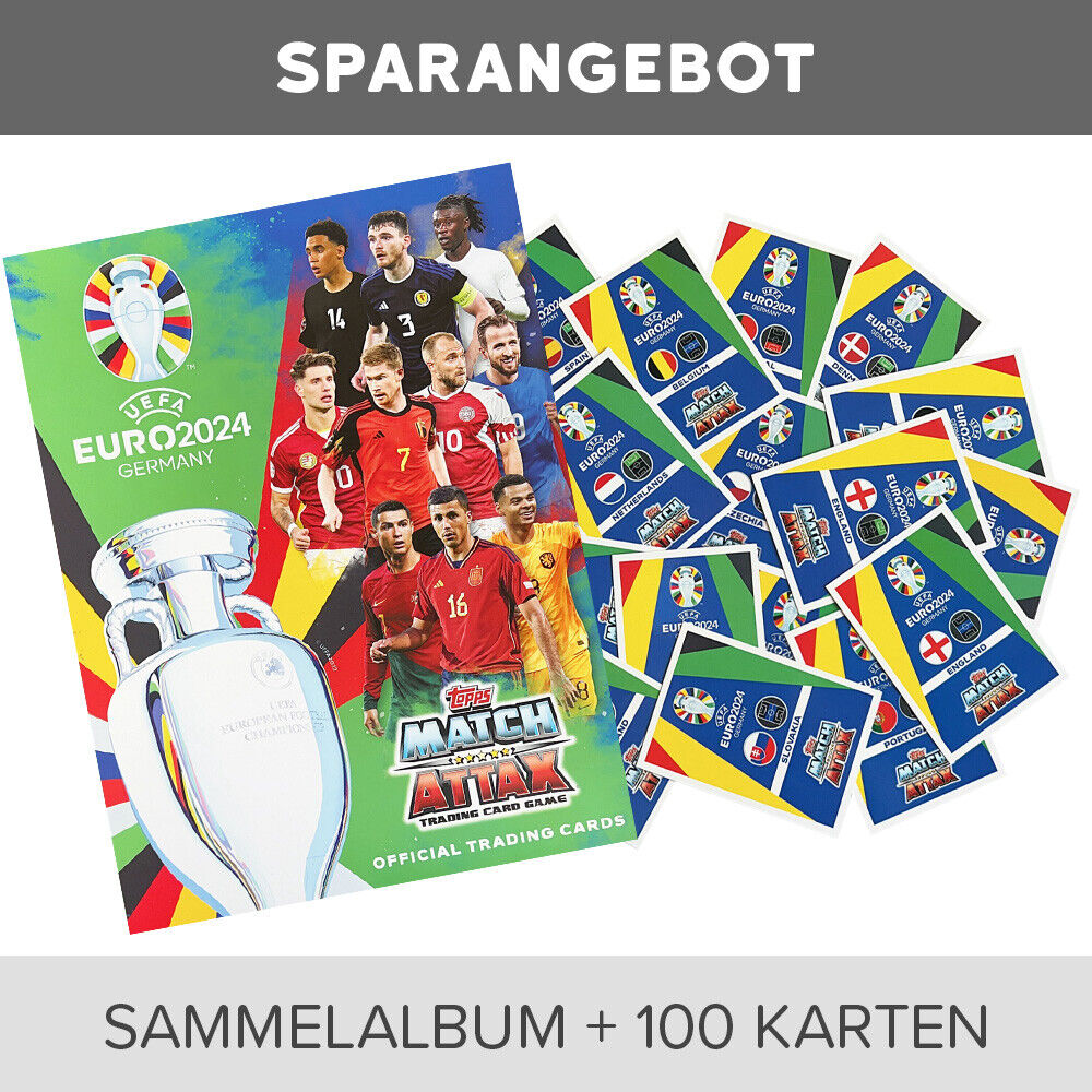 Match Attax UEFA EURO 2024 Germany 1 Leere Mappe + 100 verschiedene Karten
