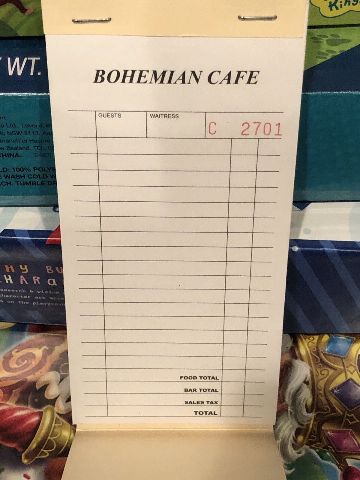 Unused Original Waiter Order Ticker Bohemian Cafe Omaha Nebraska  WOW