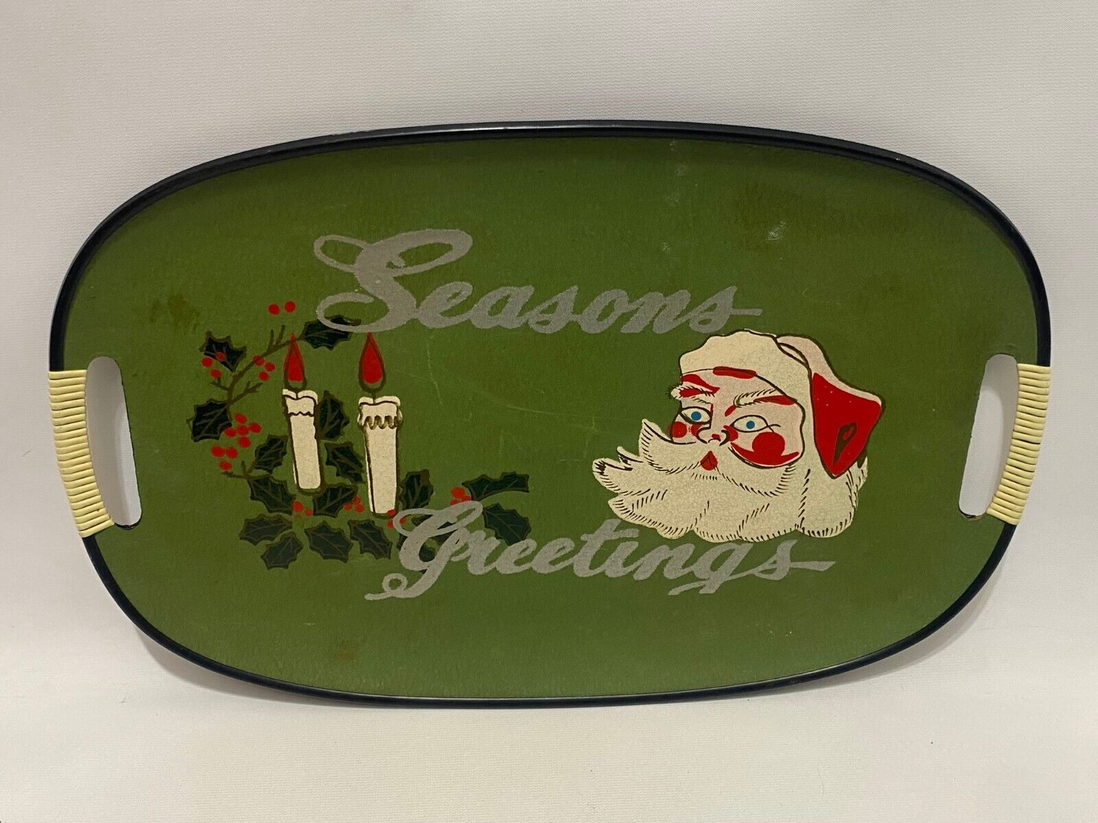 Vintage Christmas Santa Claus Plastic Serving Tray 17 1/2\