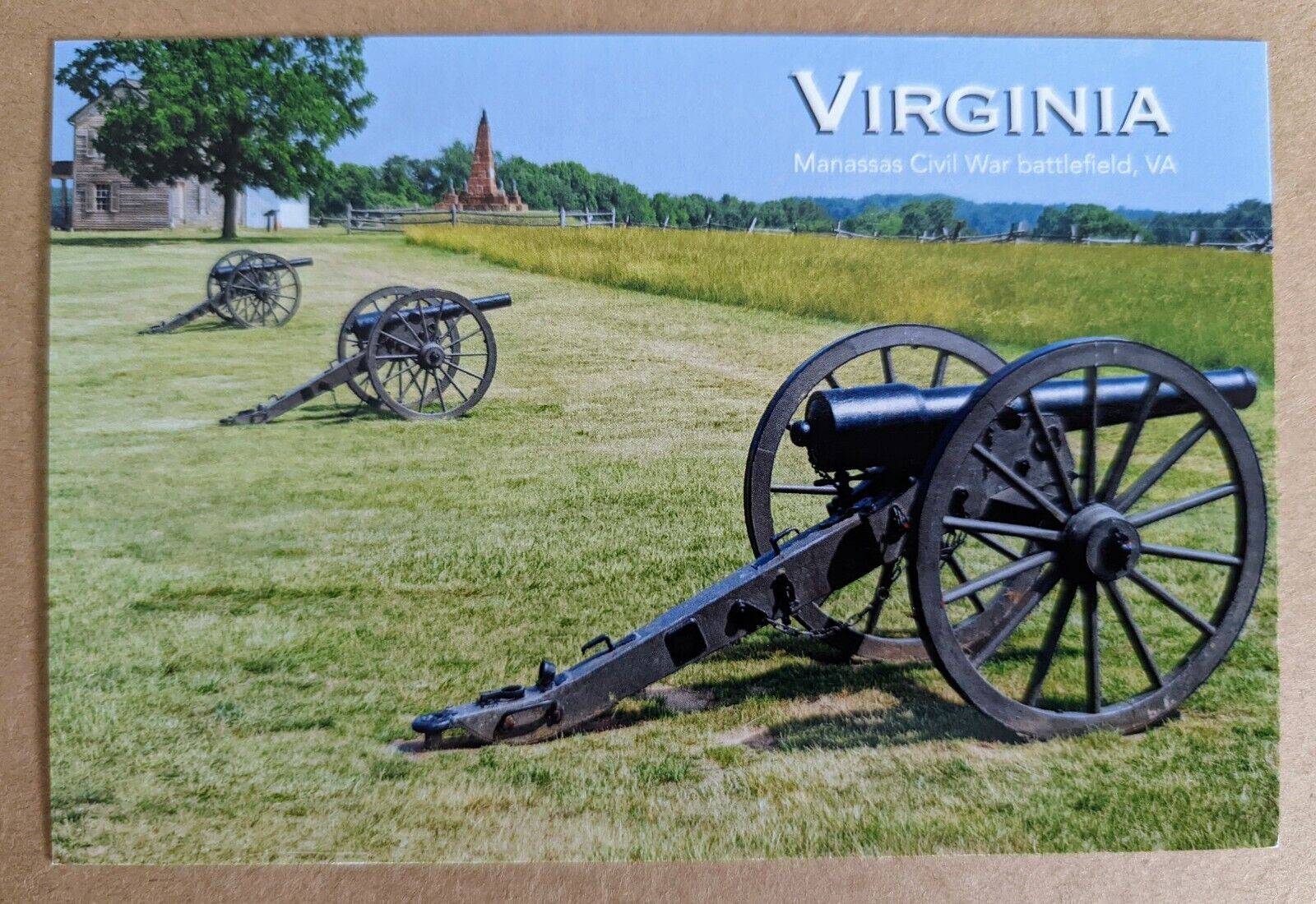 Postcard VA: Cannons at American Civil War Battlefield of Manassas. Virginia 