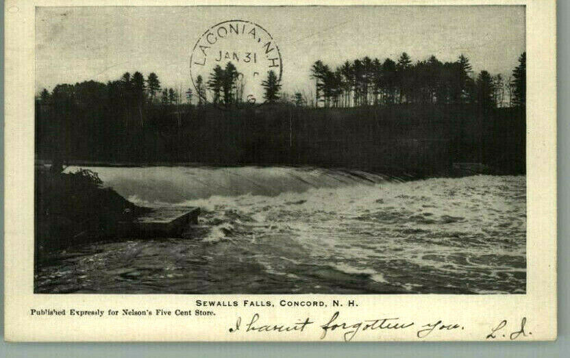 1906 Sewalls Falls, Concord, N.H, undivided back postcard #1126
