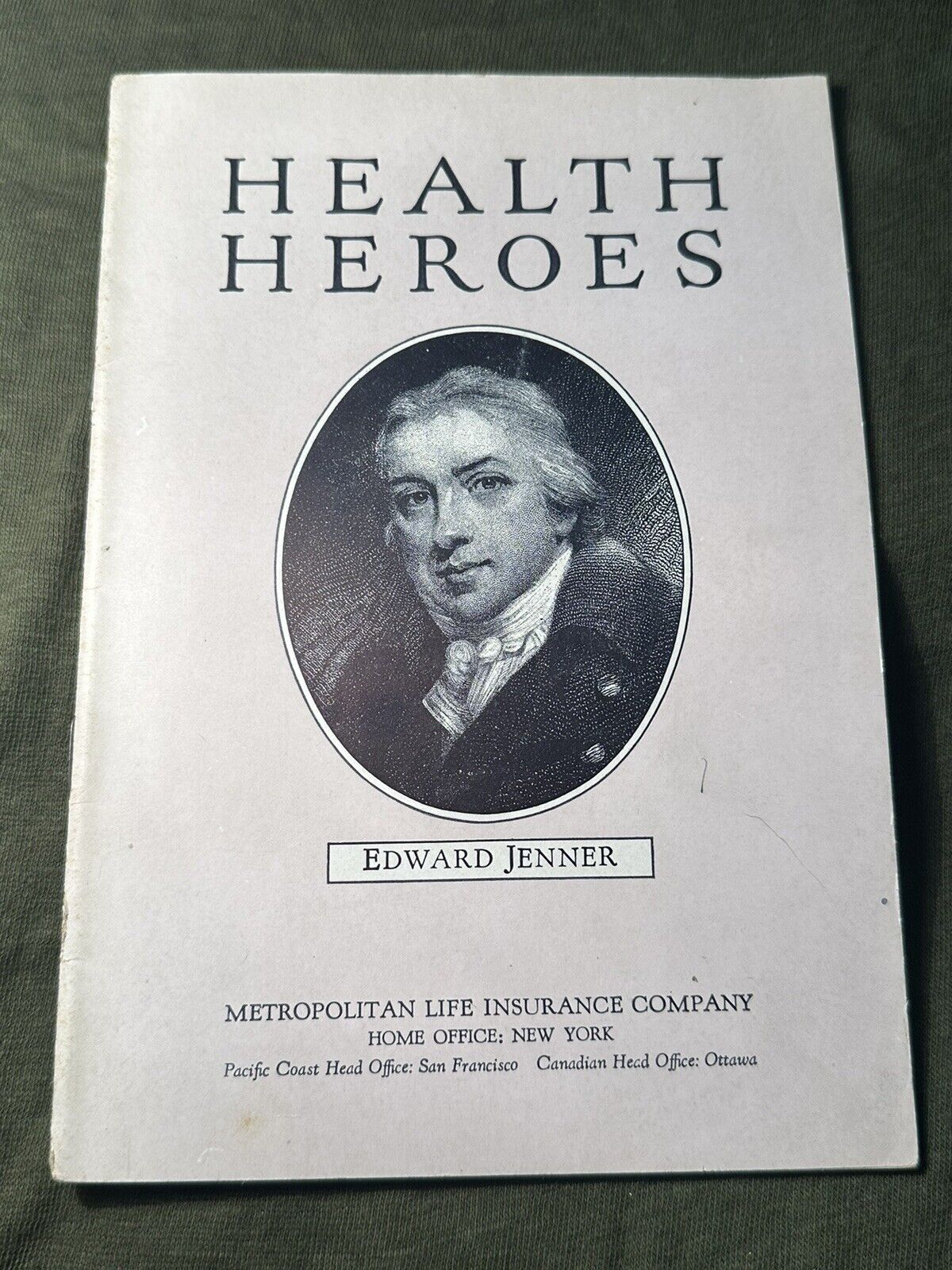 1926 Booklet-Health Heroes Series-Edward Jenner-Metropolitan Life Insurance Co
