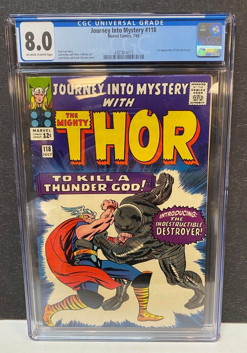 JOURNEY INTO MYSTERY 118 CGC 8.0 WHITE PAGES 1965