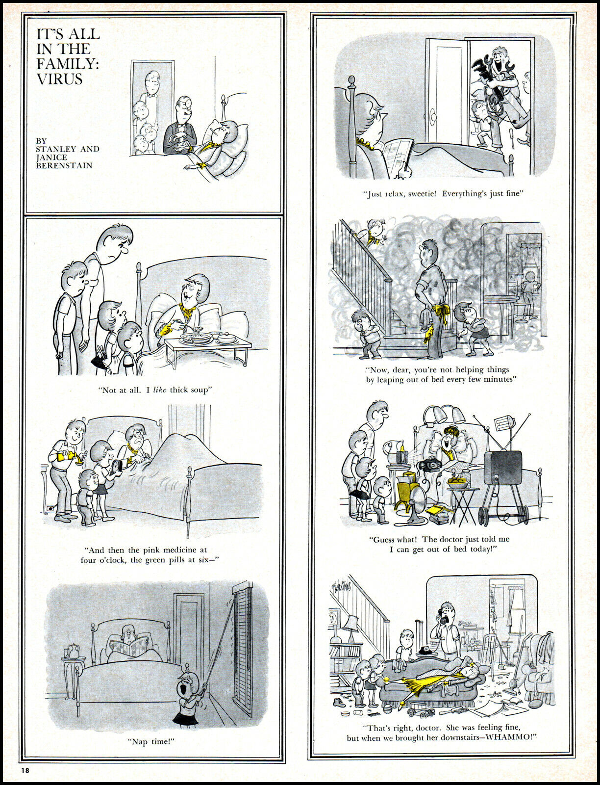 1964 Stan & Jan Berenstain magazine comic art It\'s All in the family Virus  L43