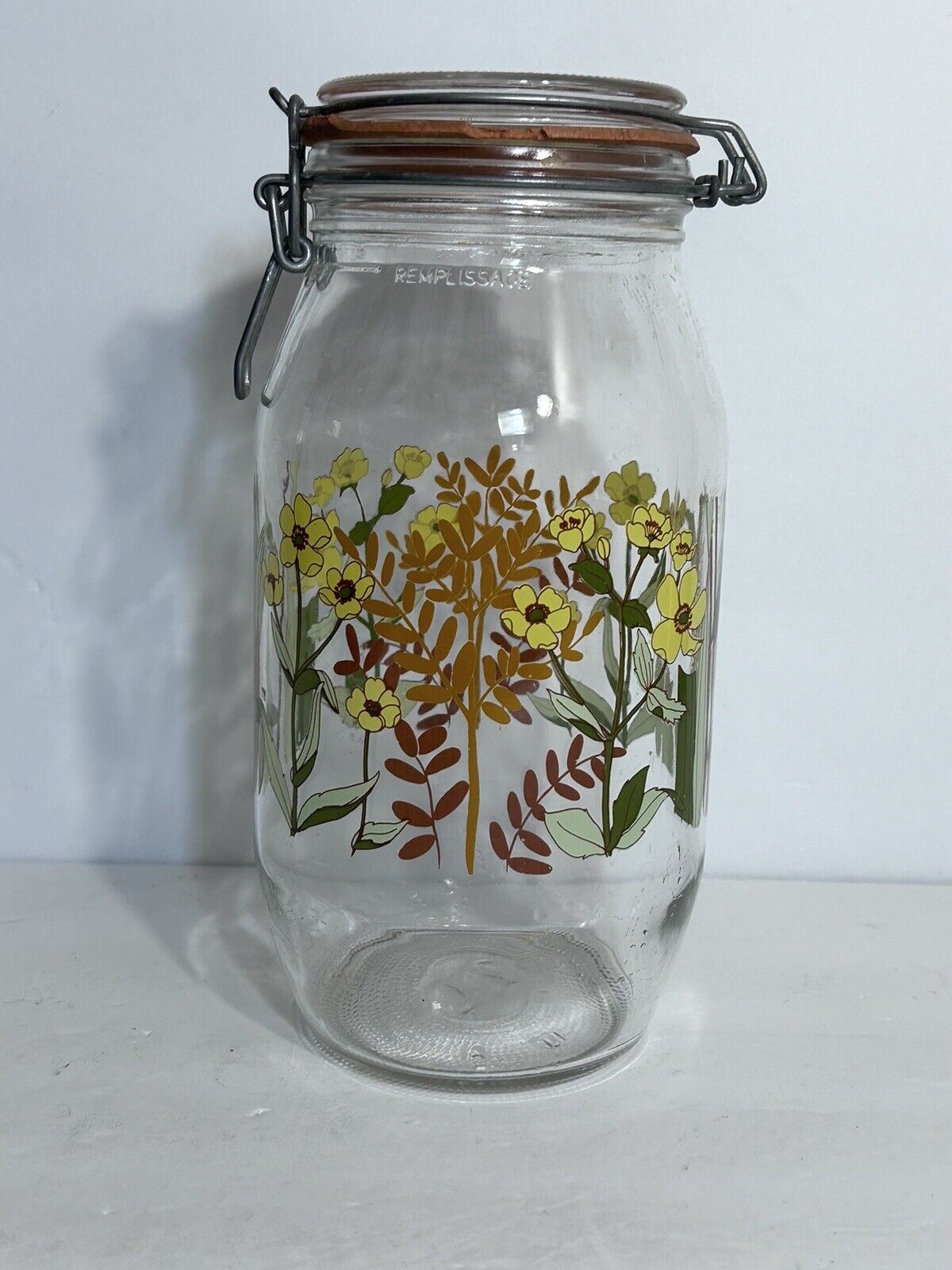 ARC Of France 2L Glass Canister Floral Cottage Core Farmhouse Storage Jar