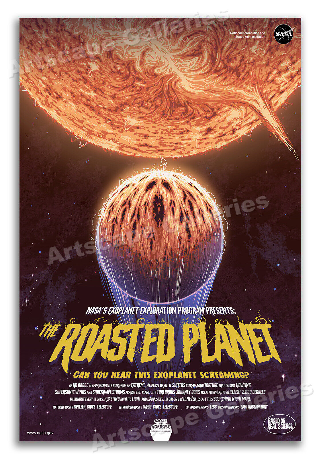 NASA Horror Movie Style Poster - The Roasted Planet  Hear It Scream - 16x24
