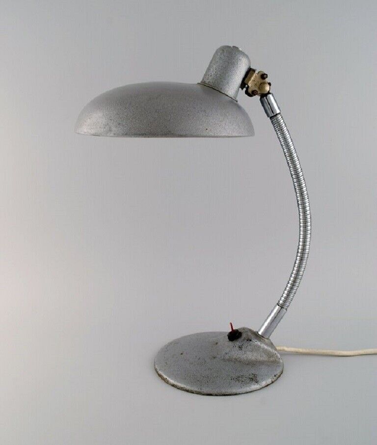 Adjustable desk lamp in original metallic lacquer. Industrial design, mid-20th C