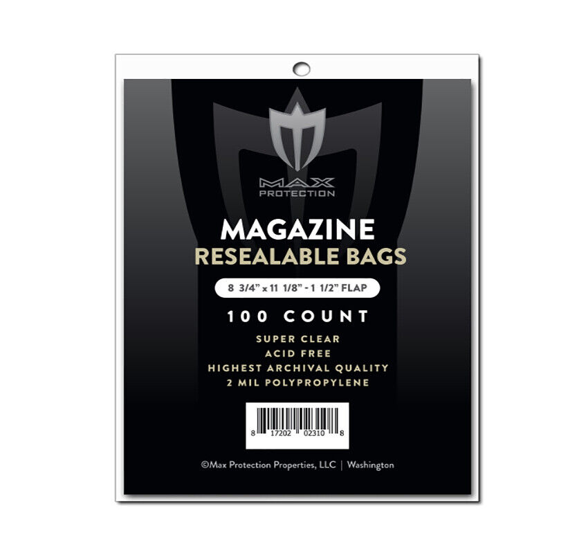 100 Max Pro Ultra Premium Resealable Magazine Bags - 8-3/4 x 11-1/8 - Acid Free