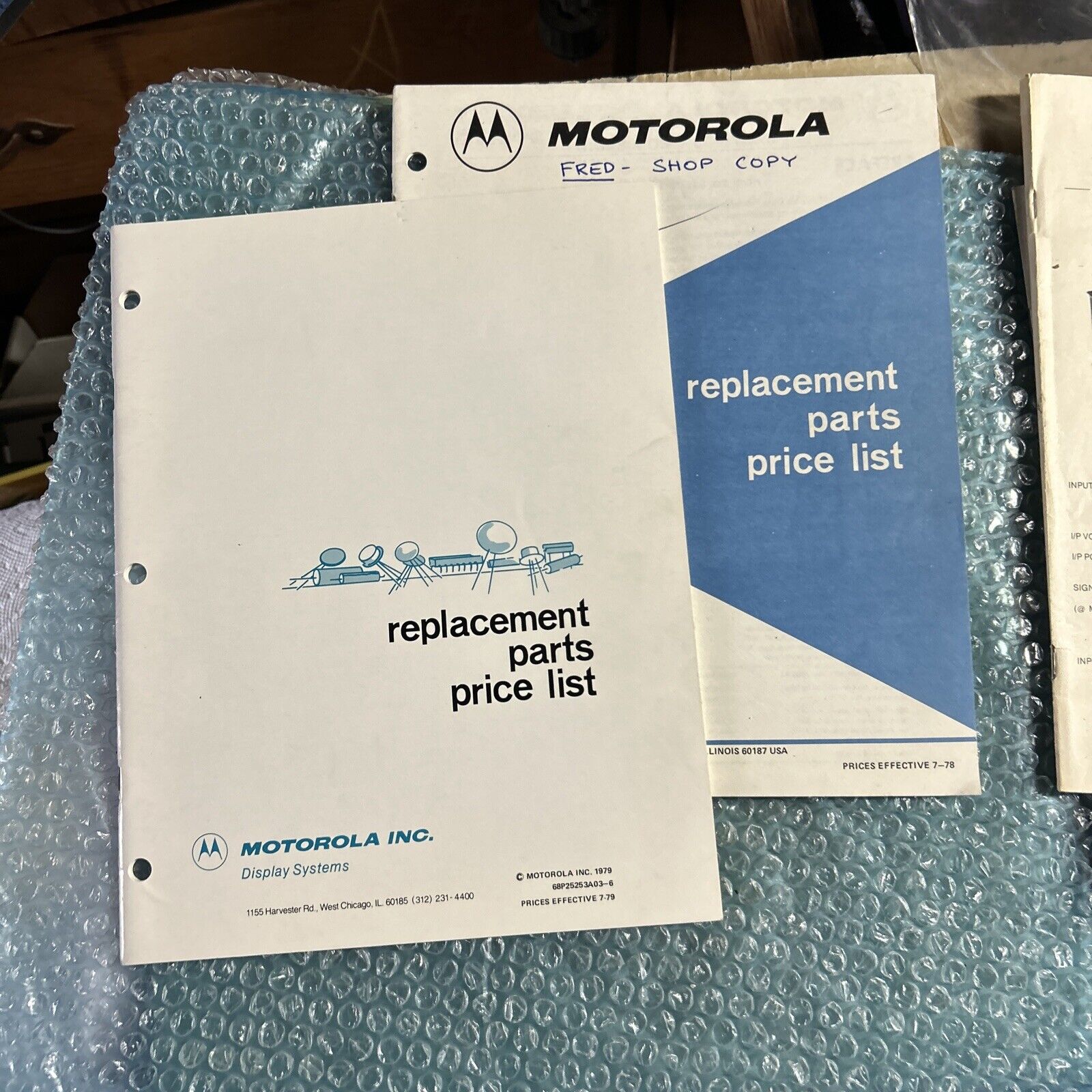 original Motorola Replacements Parts List Monitors arcade video Game manual