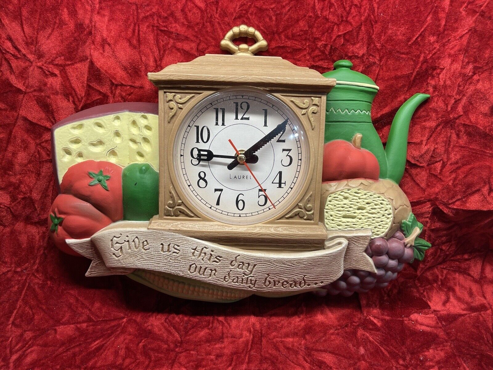 Laurel Give Us This Day Our Daily Bread Kitchen Clock Vintage Works