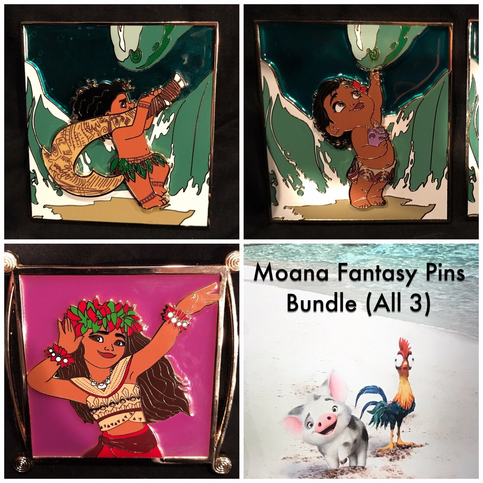 Disney Moana Maui Fantasy Pin Bundle of 3 pins