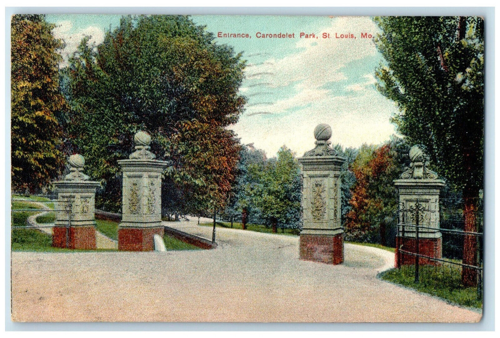 1909 Entrance Carondelet Park St. Louis Missouri MO Posted Postcard