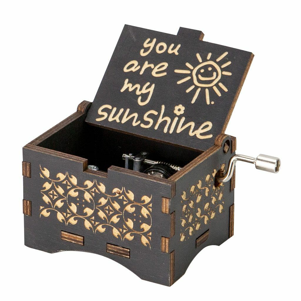 Birthday Gift Music Box You Are My Sunshine Engraved hand crank wooden Music Box