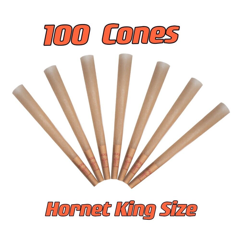 Authentic Hornet Organic Hemp King Size Pre Rolled Cone W/Filter Tips(100 CONES)
