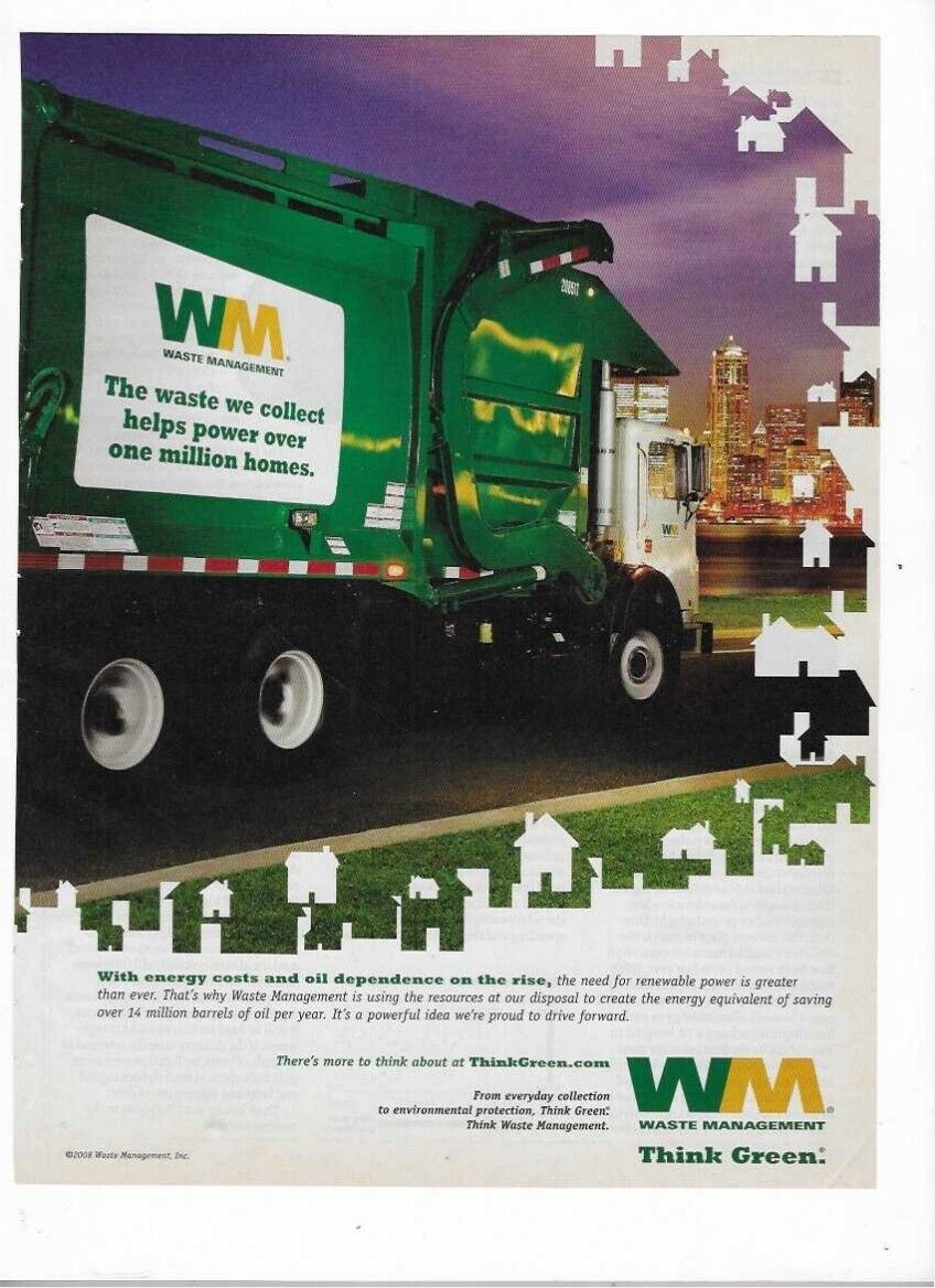 Waste Management Think Green Renewable Energy 2008 Print Advertisement