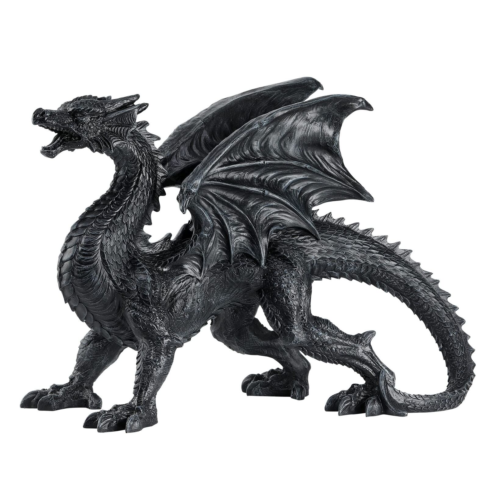 Big Size Gothic Medieval Mythic Guardian Roaring Winged Dragon Figurine Statu...