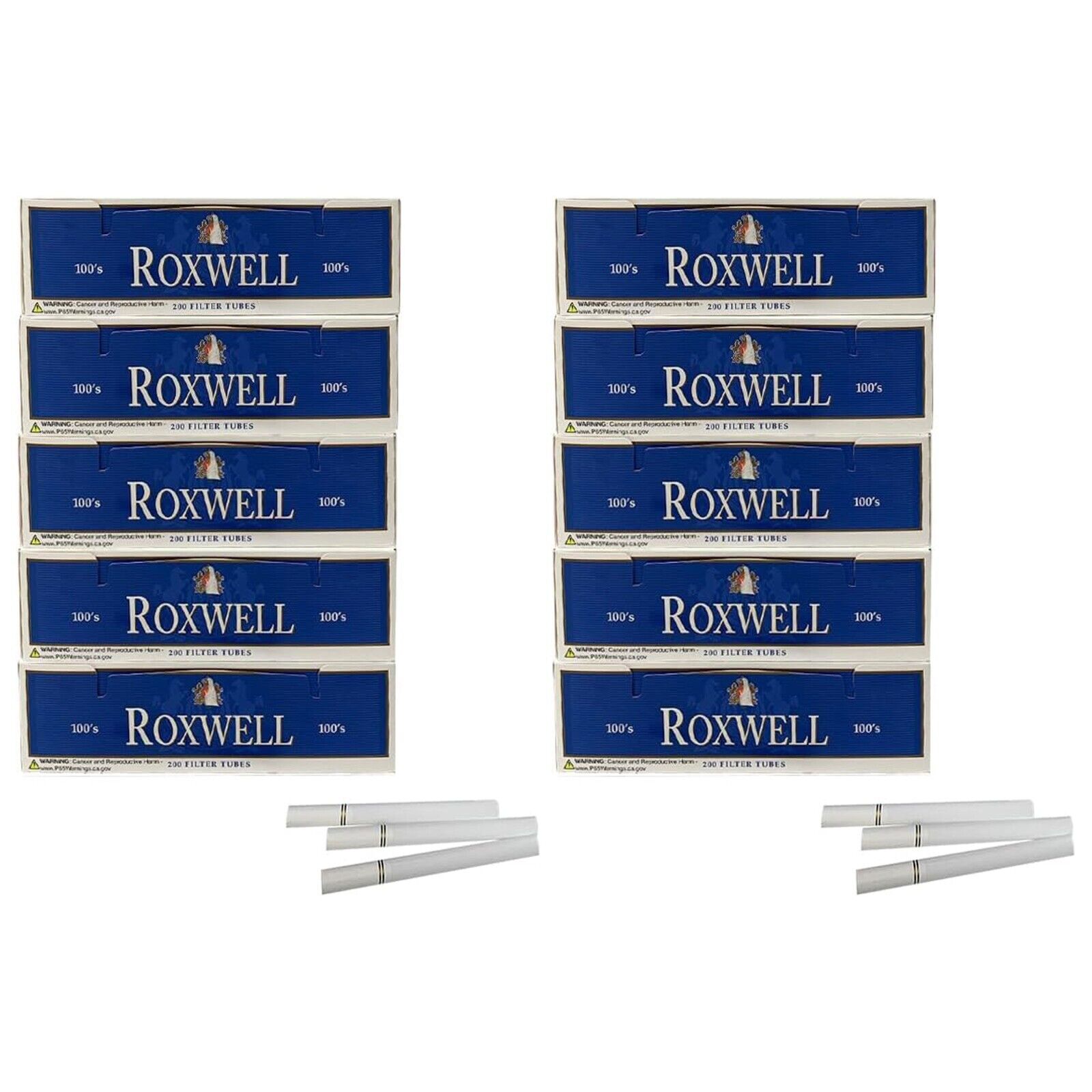 Cigarette Tubes 100mm Size Smooth Blue Pre Rolled 10 Box of 200 Tubes by Roxwell