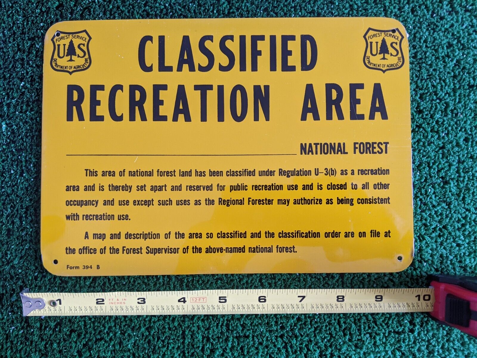 Vintage US Forest Service Metal CLASSIFIED AREA National Forest Sign 10