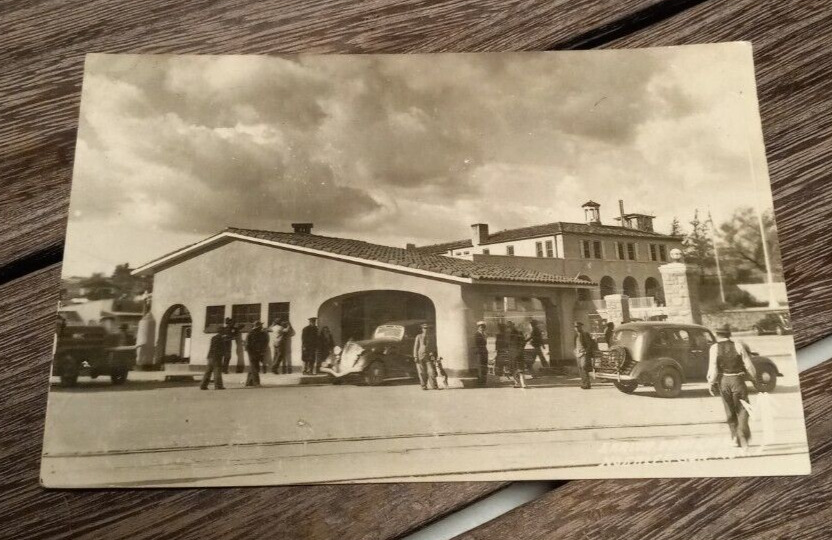Mexico Nogales Sonora Garita Principal 1930s RPPC Postcard Cars People