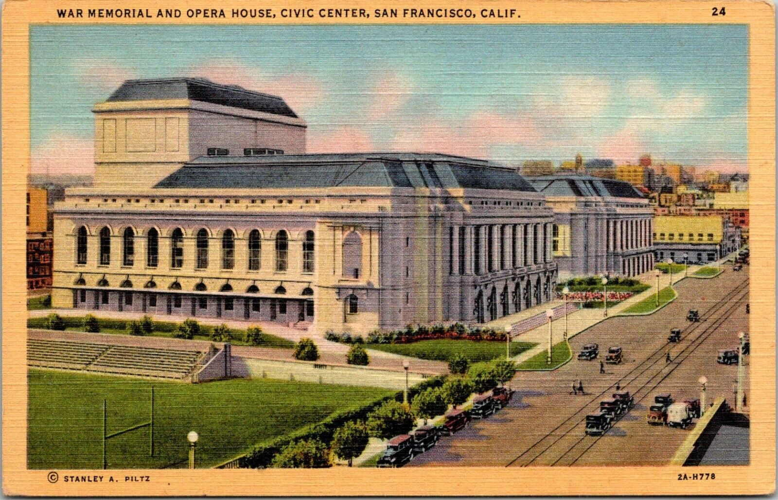 San Francisco California War Memorial Opera Civic Writing 1945 Vintage Postcard