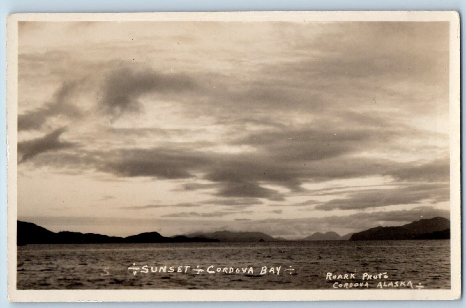 Cordova Alaska AK Postcard RPPC Photo View Of Sunset Cordova Bay c1910's Antique