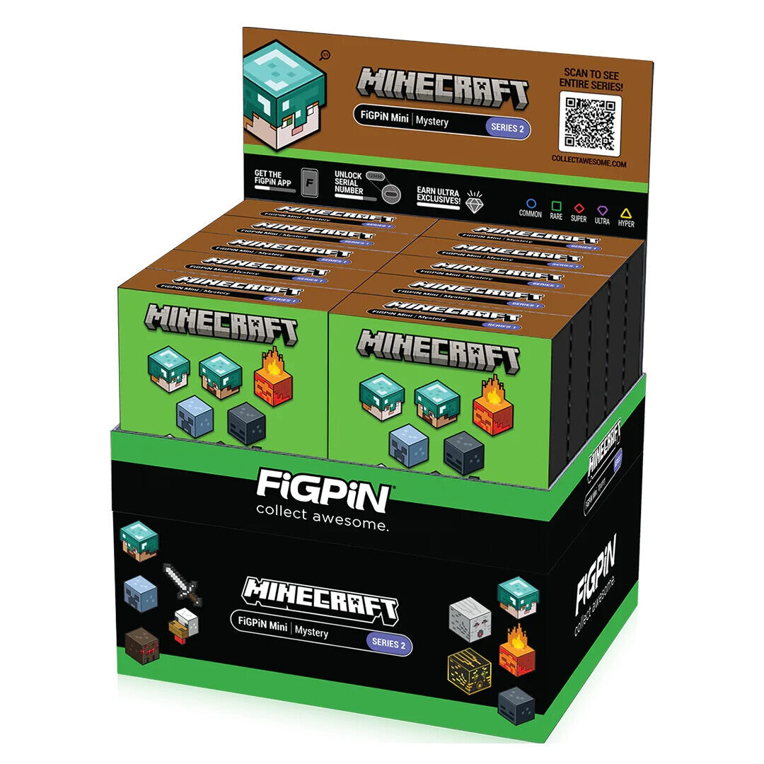 FiGPiN Minecraft Series 2 Mystery Mini Sealed Case of 10 In Hand Fast Shipping