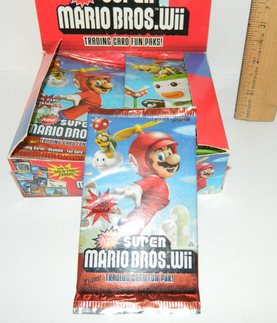 1 Factory Sealed Super Mario Bros. Nintendo Wii Enterplay Trading Card Fun Pack