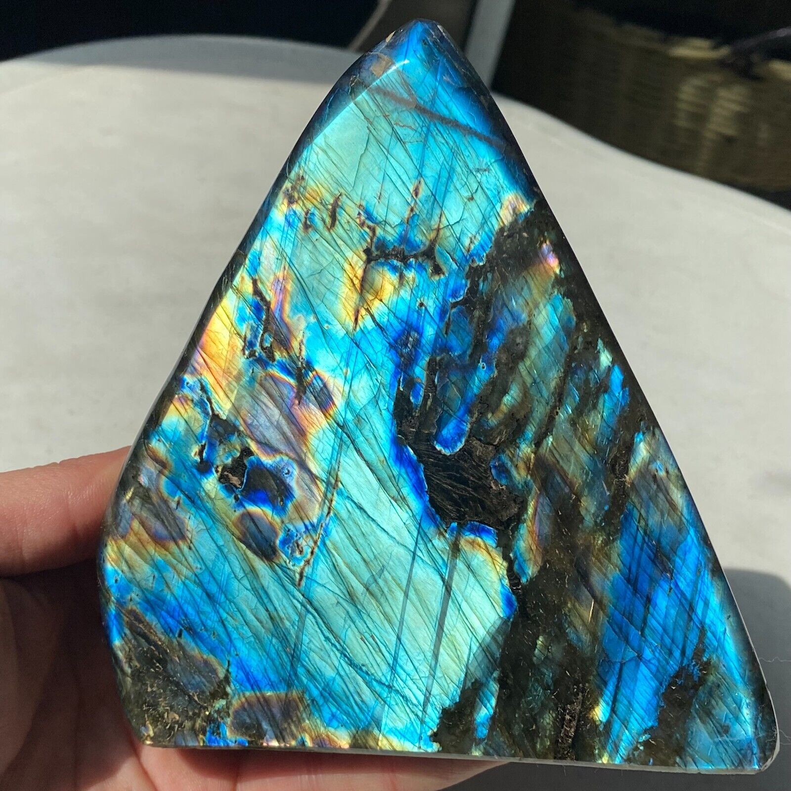 1.9LB Large Natural Flashy Gorgeous Labradorite Freeform Crystal Display Healing