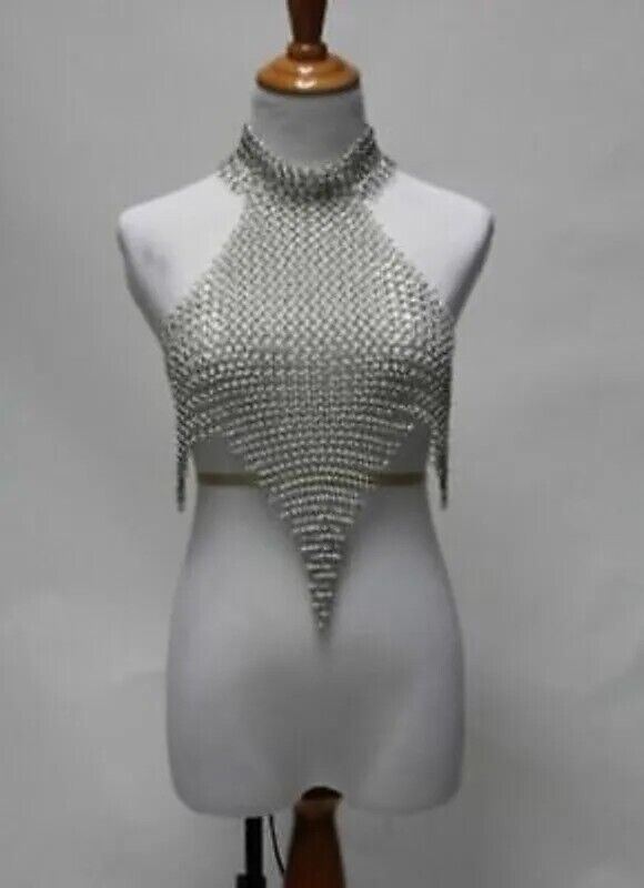 CHAINMAIL ALUMINIUM HALTER TOP MEDIEVAL ANTIQUE STYLE BEST GIFT FOR WOMEN