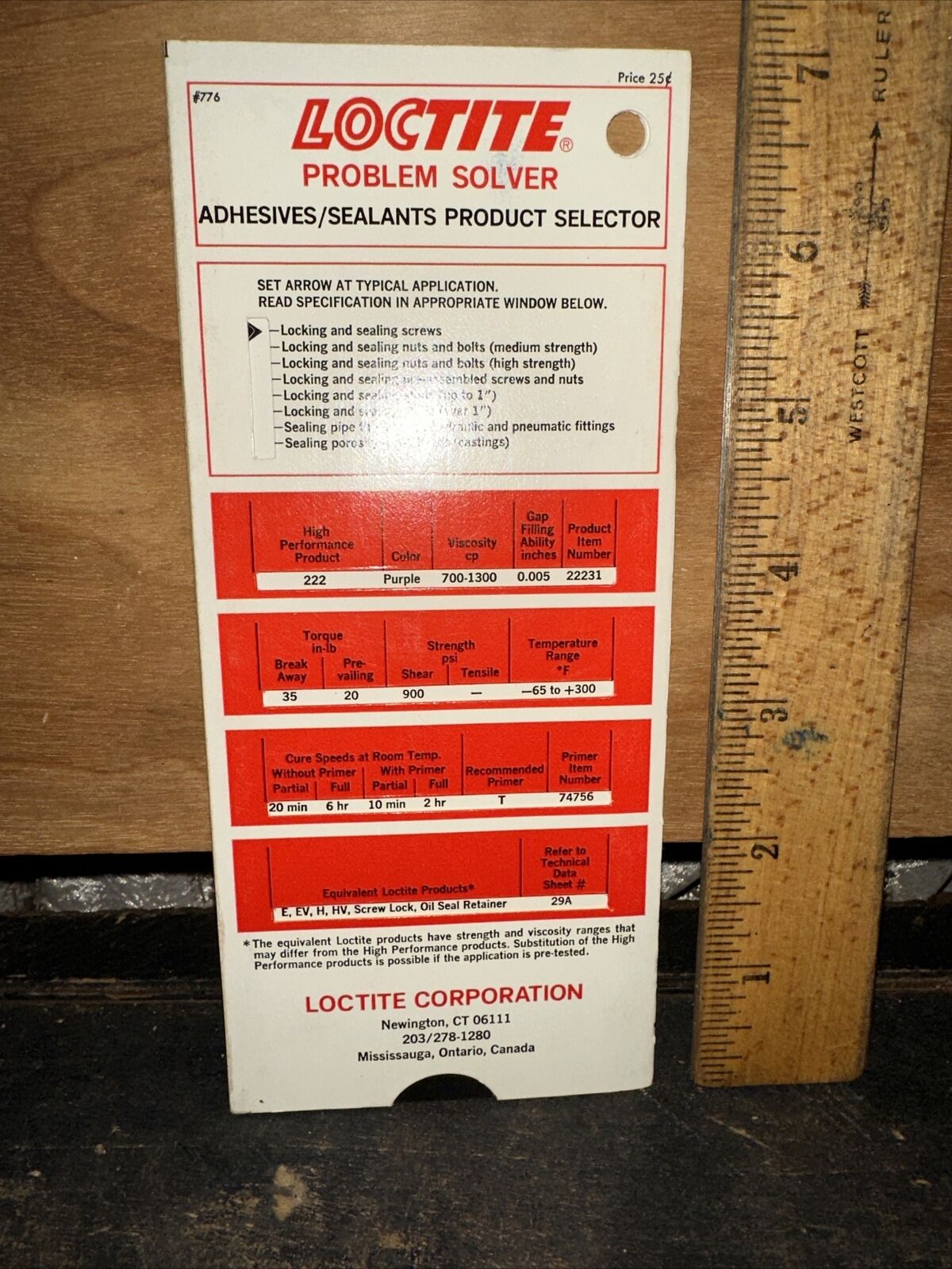 Vintage Loctite Corp. (Problem Solver) Adhesives/ Sealants Product Selector