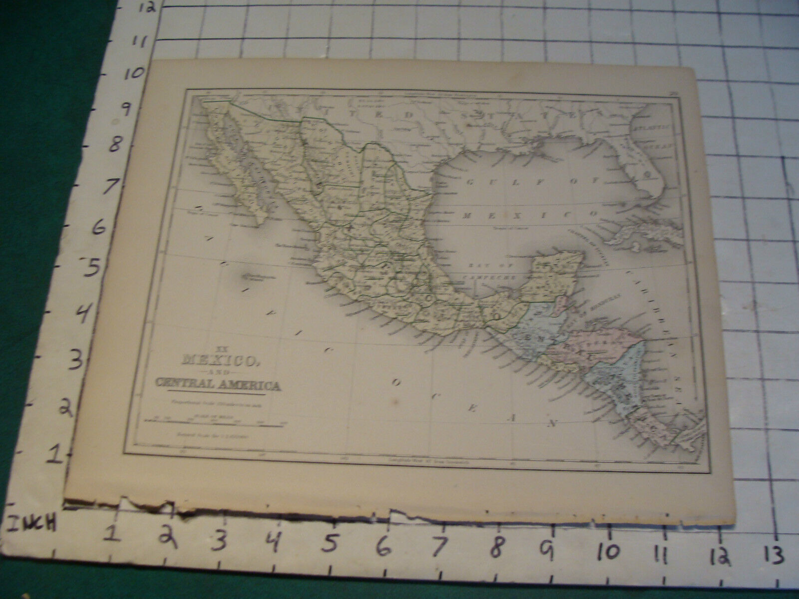 Vintage Original 1866 Mitchell Map: MEXICO Central Amer map # 20 aprox 10 X 12\