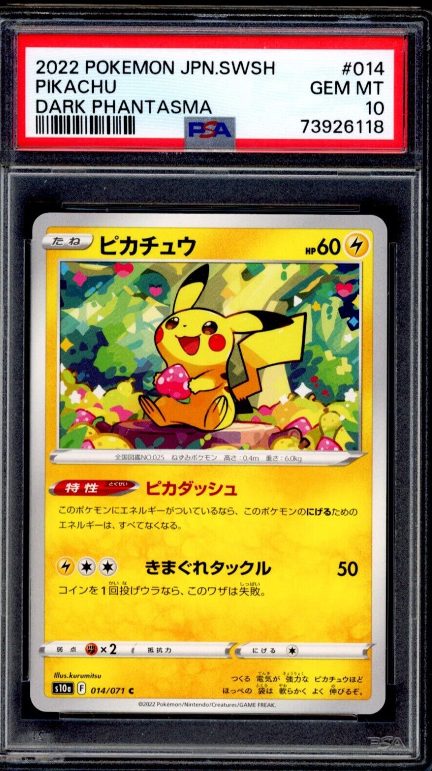PSA 10 Pikachu 2022 Pokemon Card 014/071 Dark Phantasma
