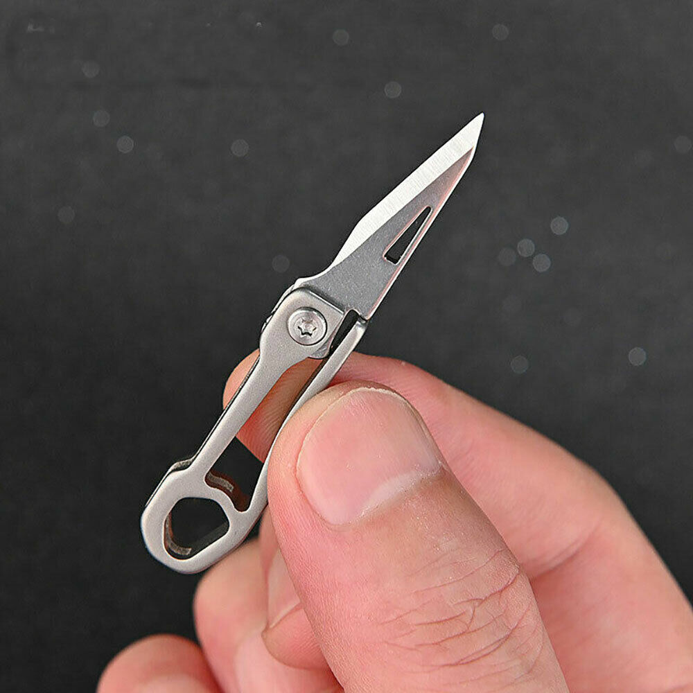 1pc Mini Titanium keychain Folding Knife Letter Opener Tool Outdoor Pocket Knife