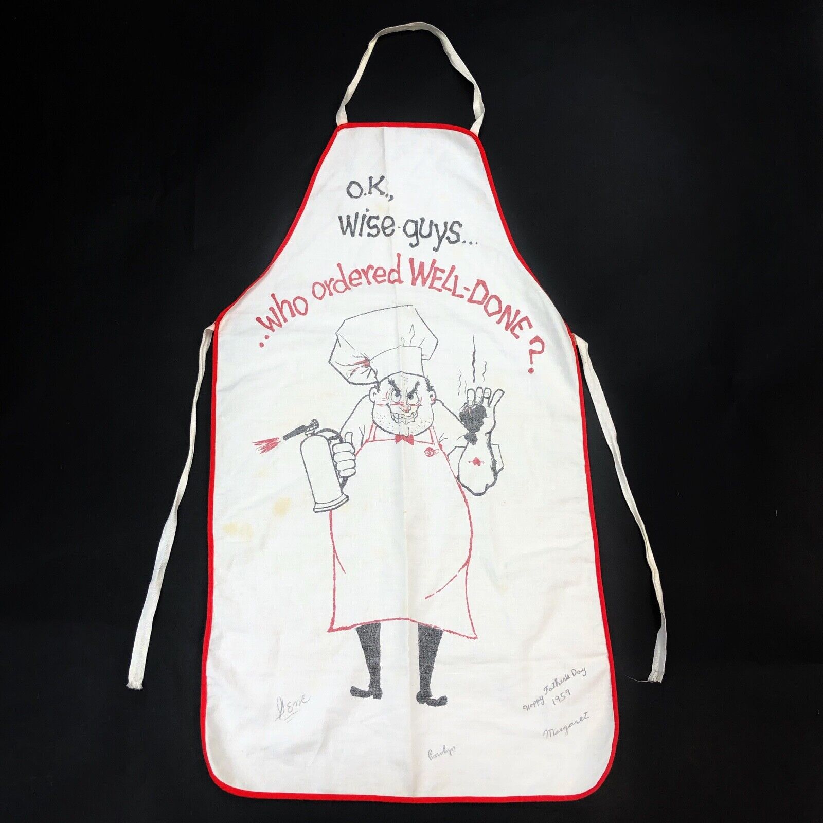 TRUE VTG 1950s Novelty Apron Bar Kitchen Funny Humor Barbecue Preowned