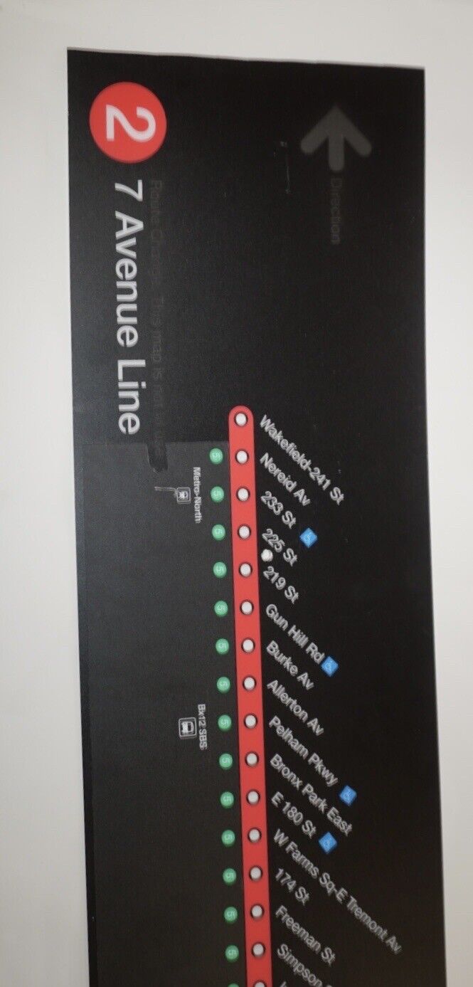 New York City 2 Train Seventh Avenue Express Subway Directional Sign (Dated ‘00)