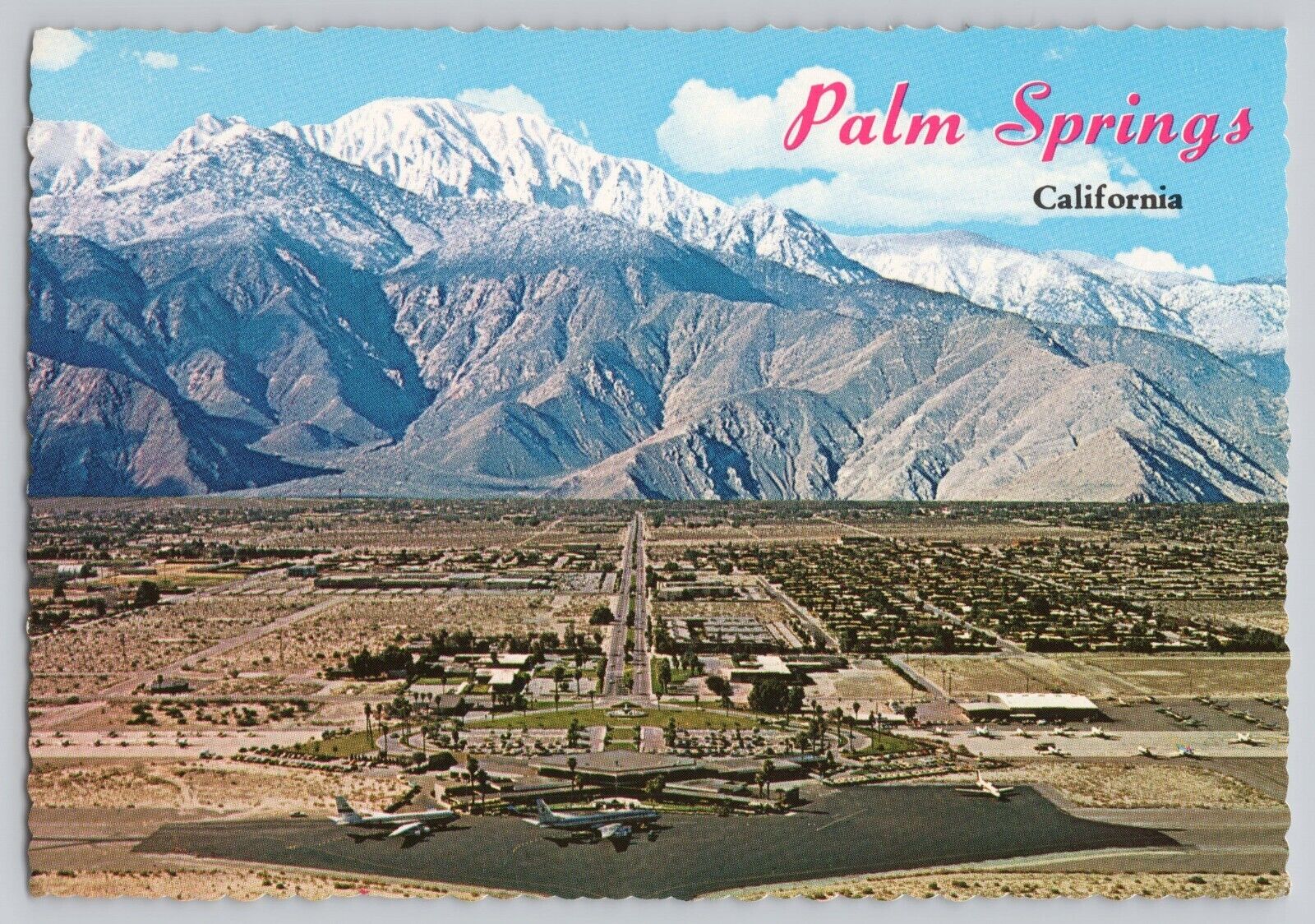 Palm Springs California Airport  Mt San Jacinto Aerial View Postcard