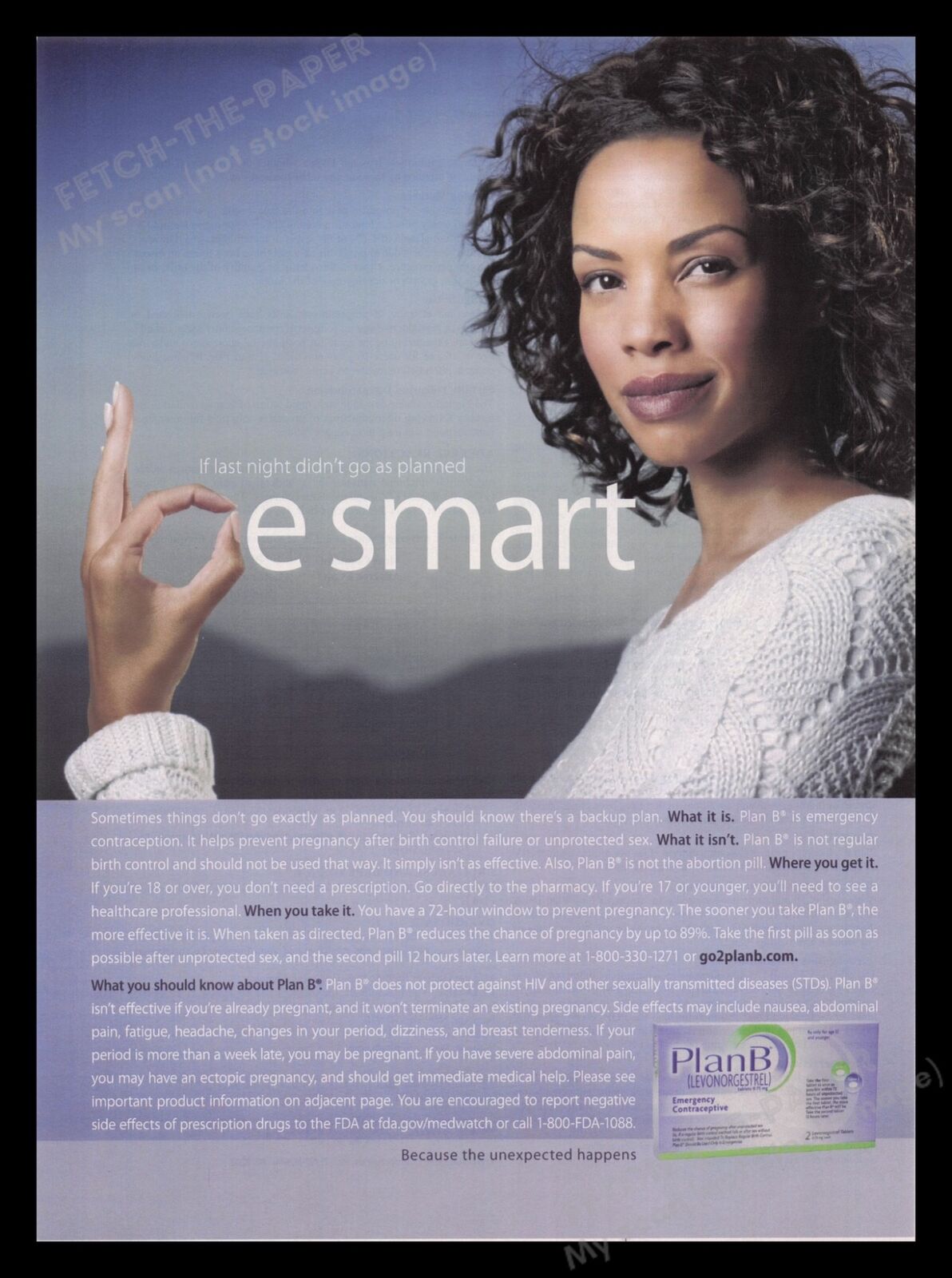 Plan B 2000s Print Advertisement Ad 2008 Emergency Contraception Promo