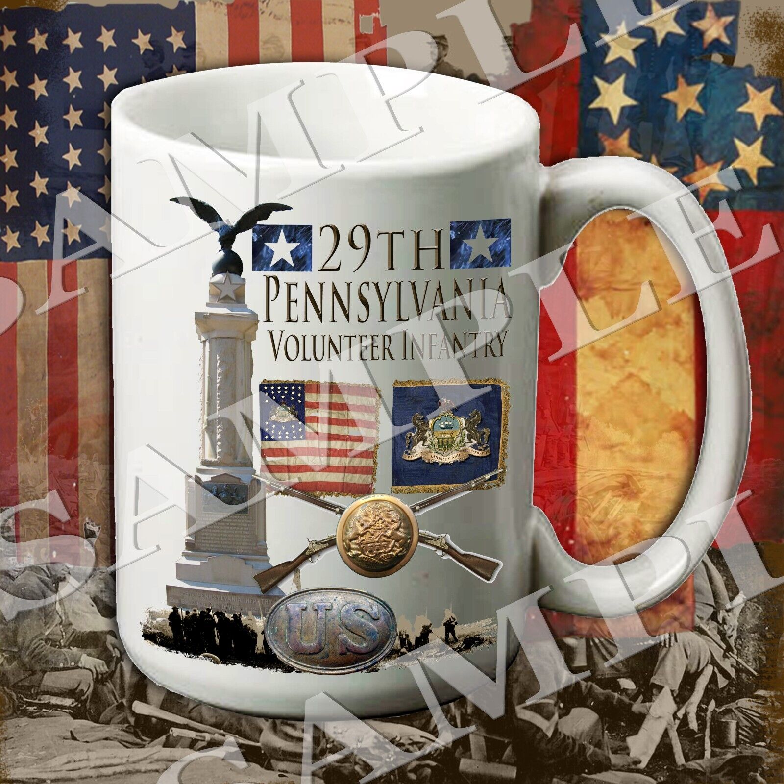 29th Pennsylvania Infantry 15-ounce American Civil War themed coffee mug/cup