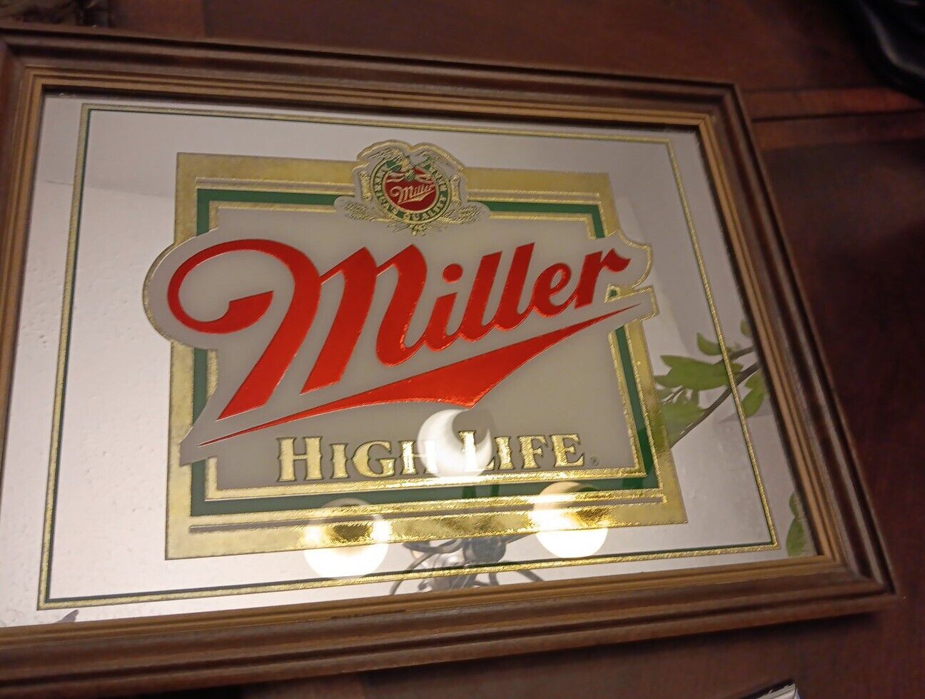 Vtg Miller High Life Mirror Beer Bar Sign Pub Mancave 20
