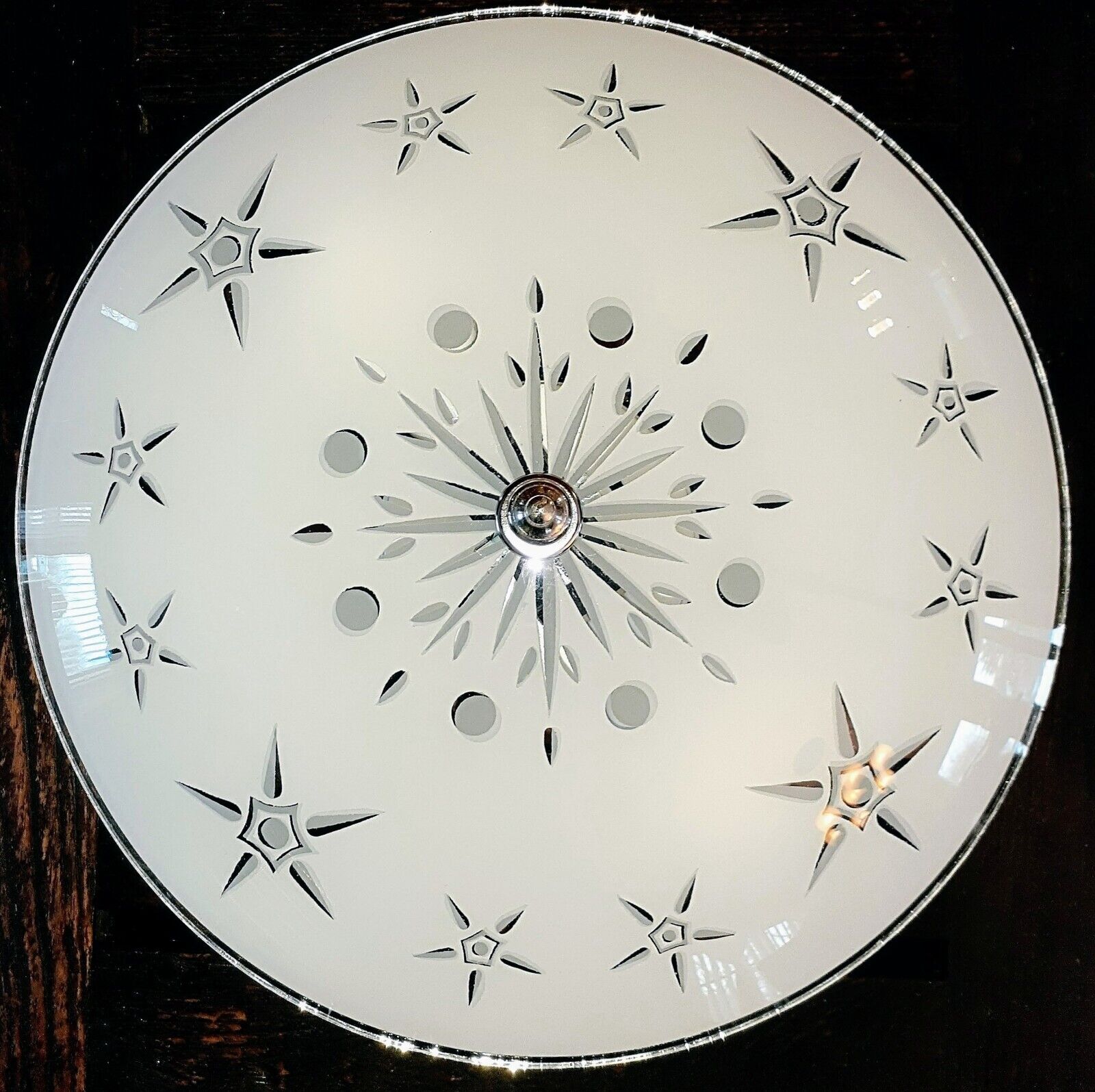 Vtg 1950s/70s MCM Retro Star Starburst Atomic Snowflake Ceiling Light Fixture 