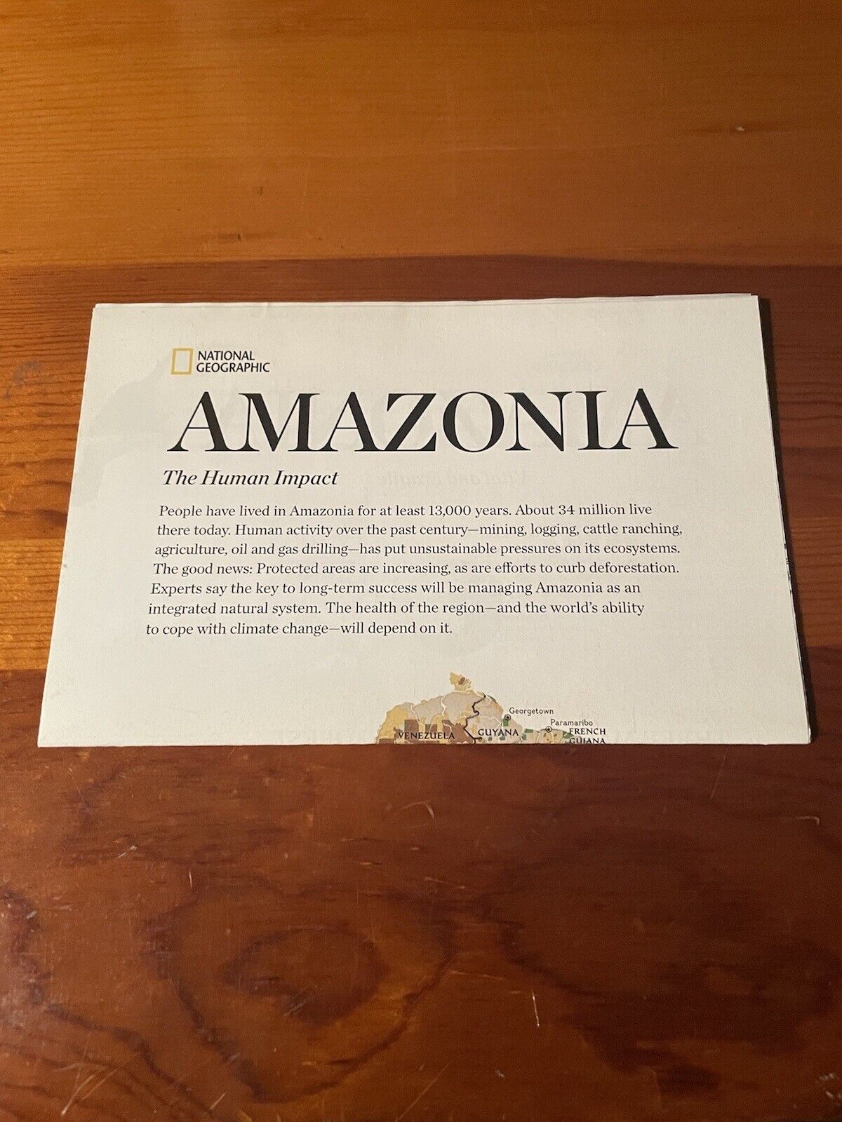 Vintage Amazonia: The Human Impact National Geographic Map *GOOD CONDITION*