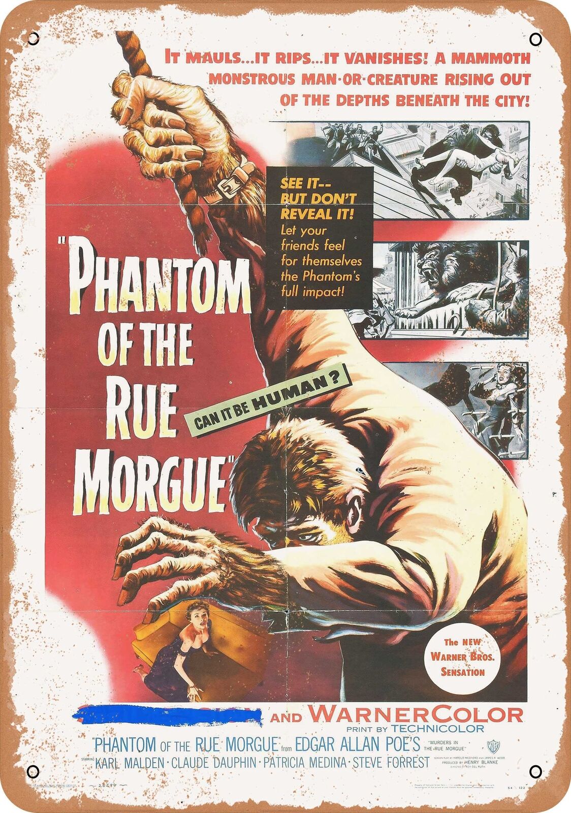 Metal Sign - Phantom of the Rue Morgue (1954) - Vintage Look