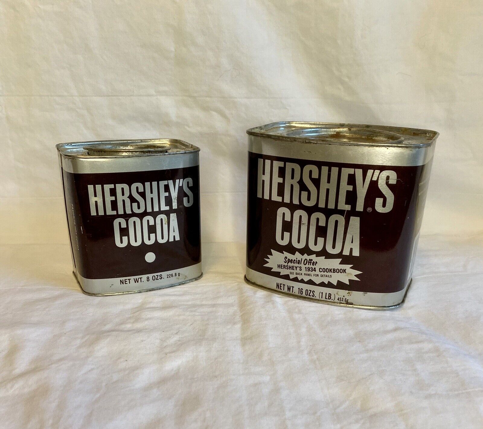Lot Of 2 Vintage Hershey's Cocoa Tins 8 Oz And 16 Oz