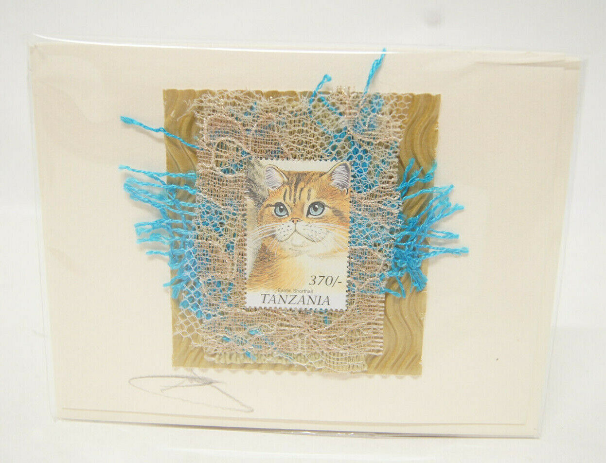 *Signed* Elisa Goodman Curmudgeon Greeting Cards Stamp Art Cats Tanzania 370ct