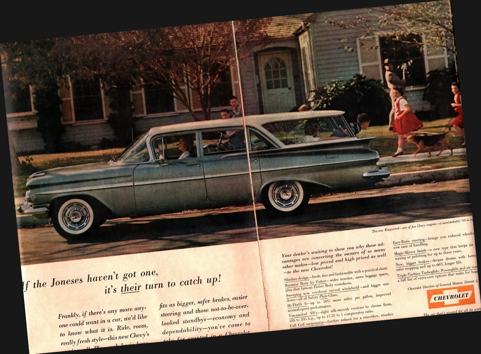 1959 CHEVROLET CHEVY BROOKWOOD STATION WAGON 2 page PRINT AD